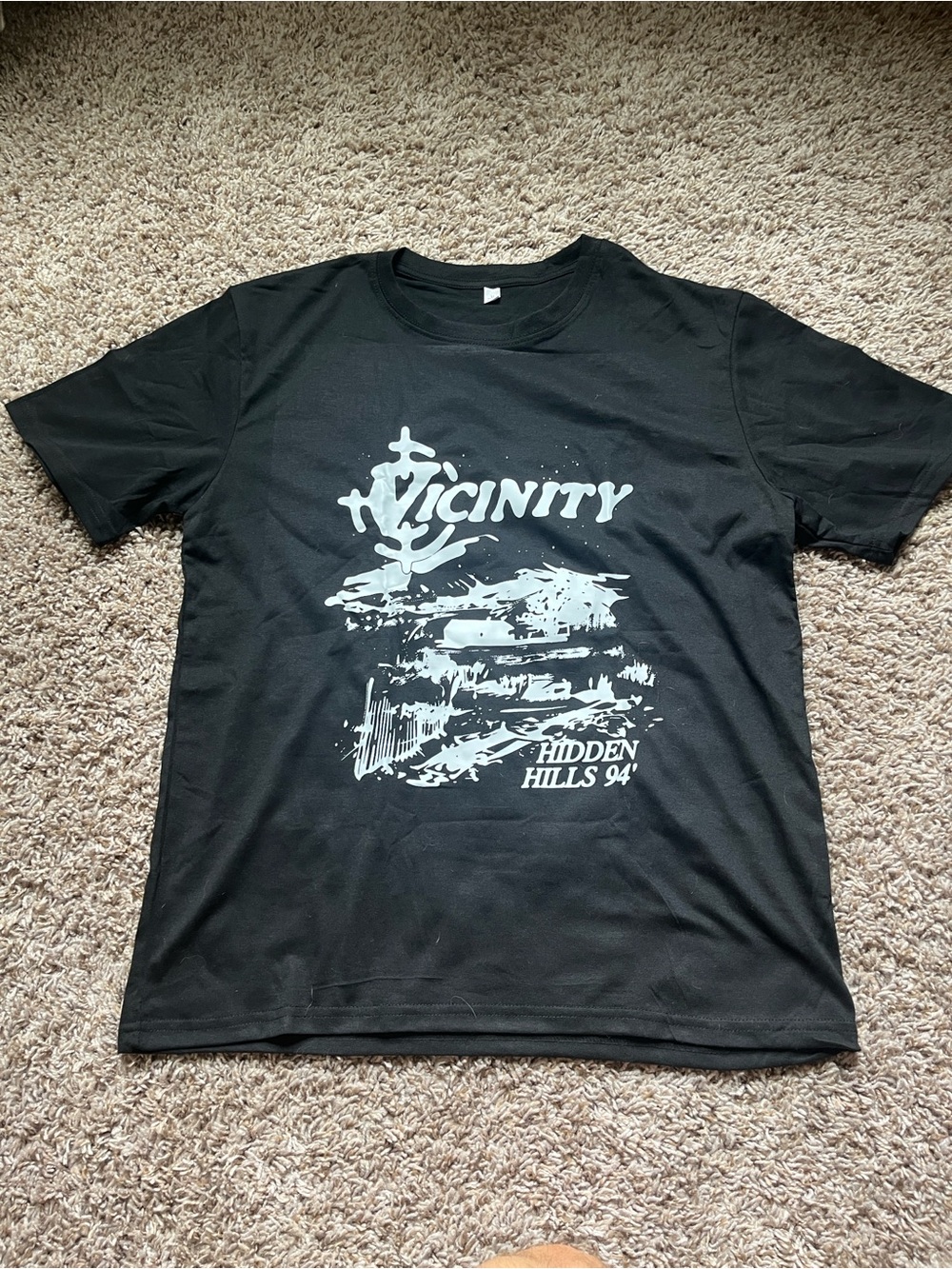 Vicini Black Graphic Short-Sleeve Tee with White Print